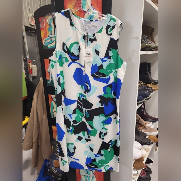 Calvin Klein Dresses & Skirts - Calvin Klein Blue Green Front Zip Dress